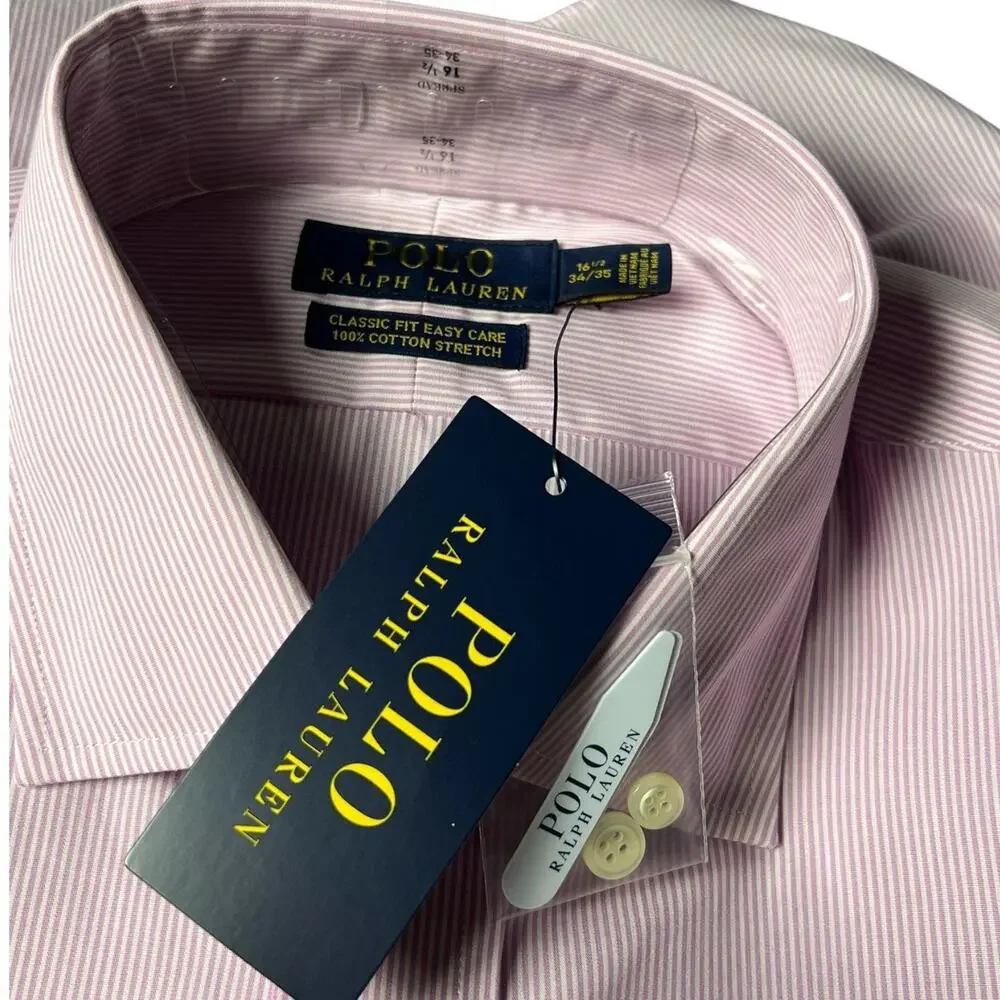 NWT Polo Ralph Lauren‎ Classic Fit Easy Care Button Pinstripe Shirt 16.5 34/35